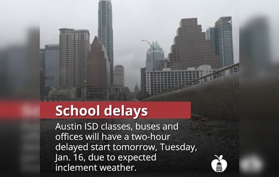 Austin Schools Announce 2-Hour Delay Amid Winter Weather Concerns