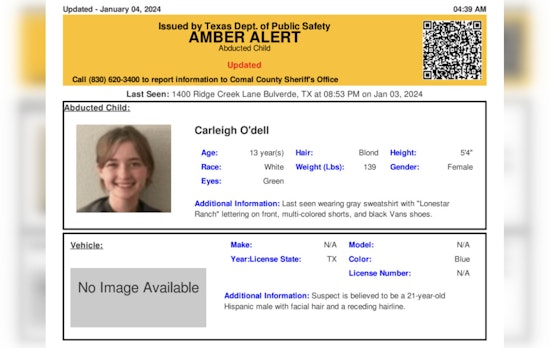 Authorities Launch Urgent AMBER Alert in Bulverde, Texas for Missing 13-Year-Old Carleigh O'Dell
