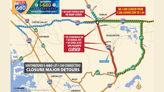 Bay Area Alert on I-680 Southbound Closure in Dublin for MLK Weekend Repaving