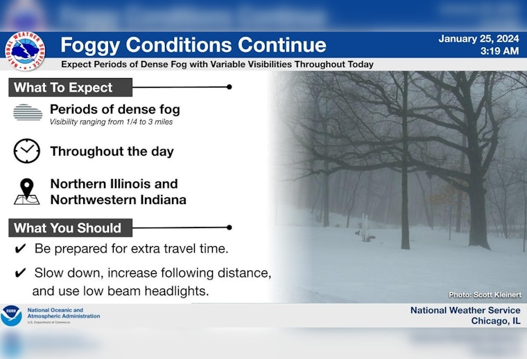 Chicago Engulfed in Dense Fog for Second Day, Pothole Repairs Underway Amid Visibility Woes