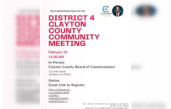 Commissioner DeMont Davis Invites Clayton County to Participate in District 4 Town Hall Meeting