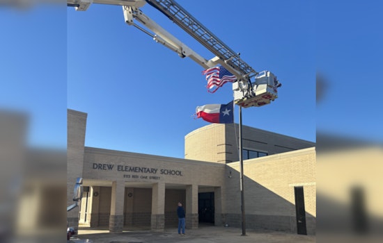 Crosby Community Bands Together as Volunteer Firefighters Help School Replace Storm-Damaged Flags