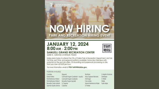 Dallas Park and Recreation Department Hosts Hiring Fair for Outdoor Jobs at Samuell Grand Recreation Center
