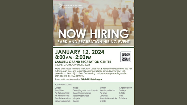 Dallas Park and Recreation Department Hosts Hiring Fair for Outdoor Jobs at Samuell Grand Recreation Center