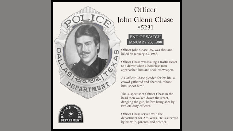 Dallas Police Department Mourns Loss, Remembers Officer John Glenn Chase with Online Tribute