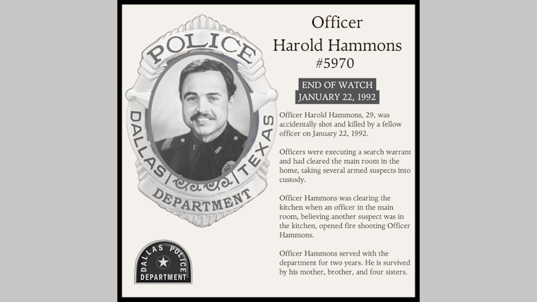 Dallas Police Department Pays Homage to Officer Harold Hammons on Anniversary of the Line-of-Duty Death