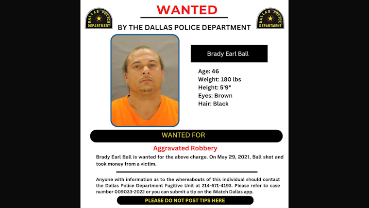 Dallas Police Seek Public's Help to Locate Person of Interest Brady Earl Ball on 'Wanted Wednesday'