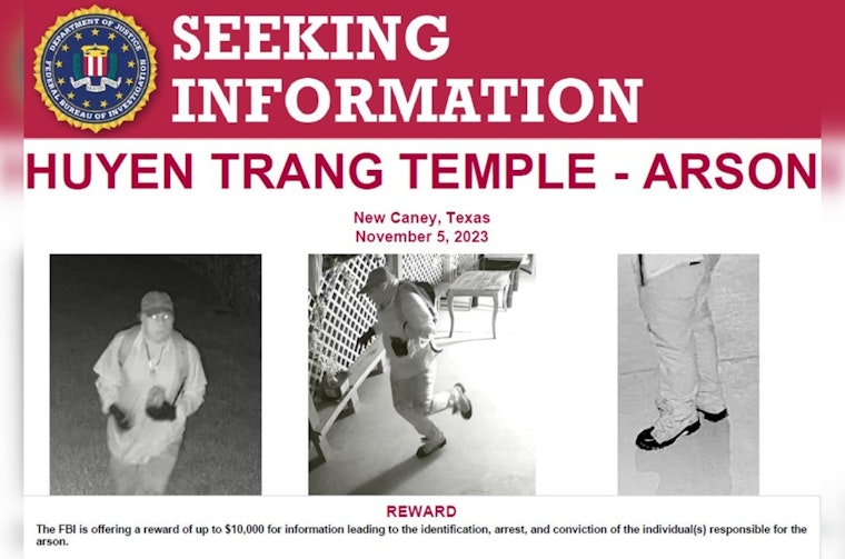 FBI Offers $10,000 for Information on Suspect in New Caney Buddhist Temple Arson Case