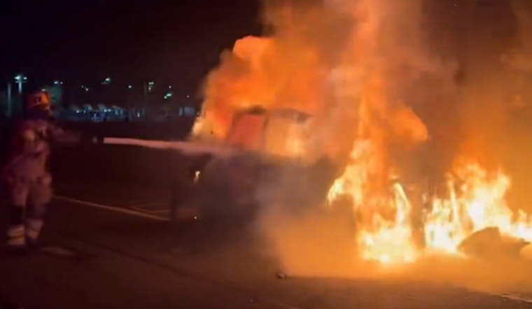 Firefighters Quell Vehicle Blaze on 405 Freeway in Irvine, Minor Injuries Reported