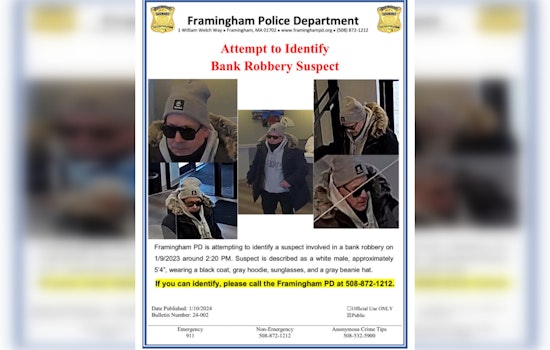 Framingham Police Seek Public's Help to Identify Suspect in Daring Daylight Bank Robbery