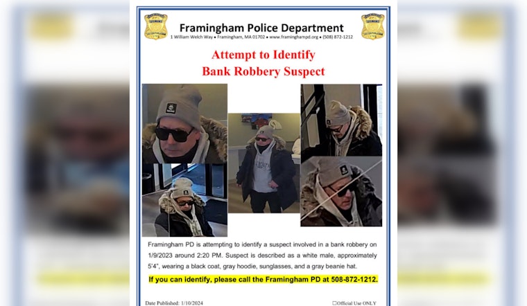 Framingham Police Seek Public's Help to Identify Suspect in Daring Daylight Bank Robbery