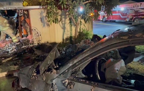 Irvine Home Engulfed in Flames After Car Crashes Into Residence, No Injuries Reported