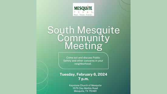 Mesquite Invites Residents to Discuss Public Safety in Community Meeting with Mayor, Councilmember, and Police Chief