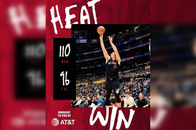 Miami Heat Blaze Past Lakers 110-96, as Robinson Ignites Fourth-Quarter Triumph in LA