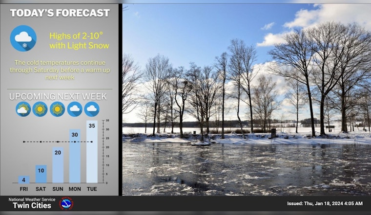 Minneapolis Braces for Bitter Cold, Light Snow and Subzero Wind Chills Forecasted by National Weather Service