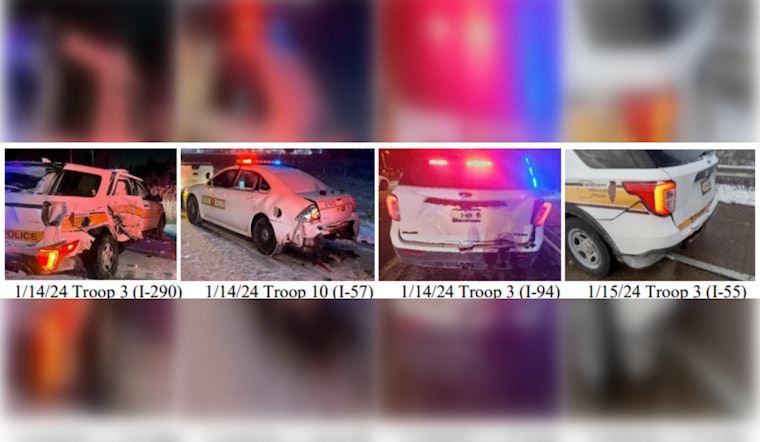 Multiple Illinois State Police Vehicles Struck Over MLK Weekend, Drivers Accused of Ignoring Move Over Law