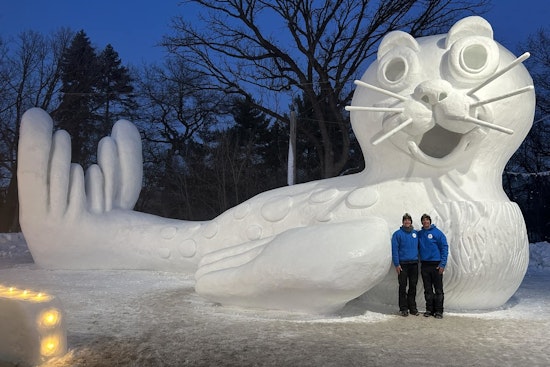 New Brighton Marvels at Bartz Brothers' Colossal "Sparky the Seal" Snow Sculpture