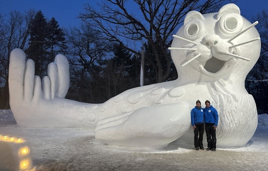 New Brighton Marvels at Bartz Brothers' Colossal "Sparky the Seal" Snow Sculpture