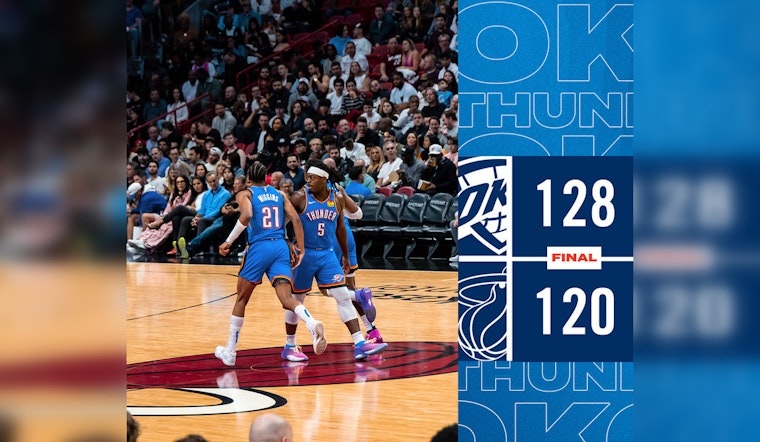 Oklahoma City Thunder Nears Top Western Spot, Overpowers Miami Heat 128-120