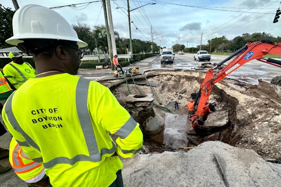 Ongoing Traffic Woes in Boynton Beach as Water Main Break Causes Large Sinkhole