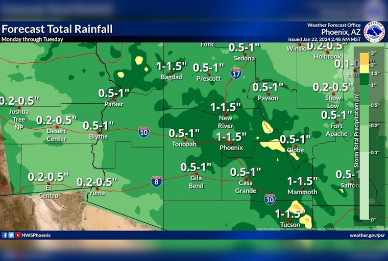 Phoenix Braces for Series of Wet Days, National Weather Service Forecasts Showers and Thunderstorms