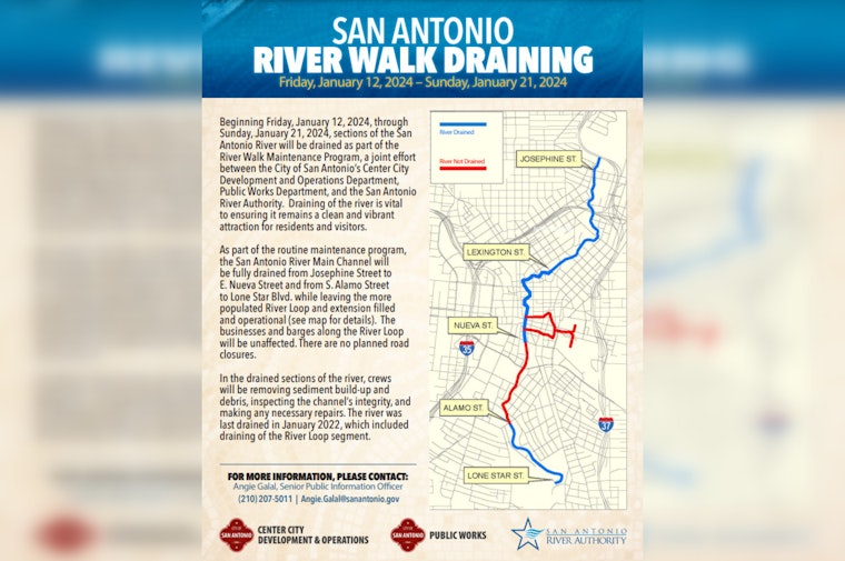 San Antonio River Walk Undergoes Periodic Restoration, Businesses to Operate Normally