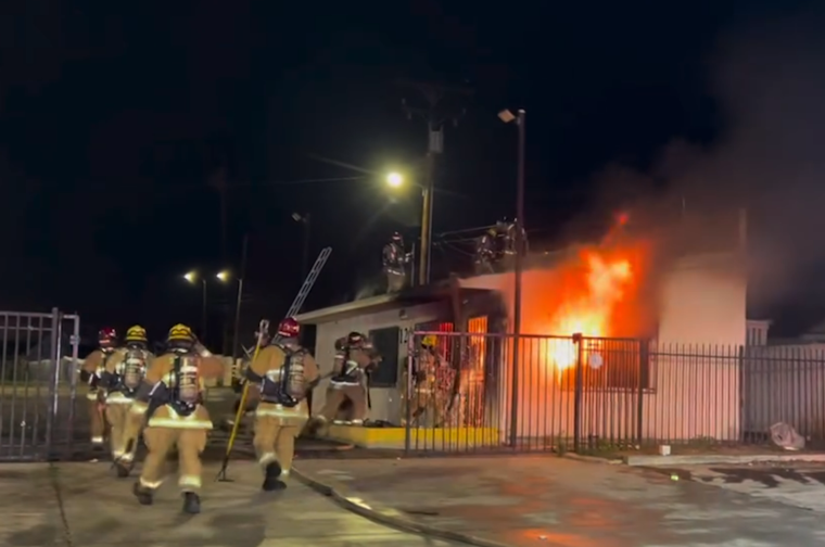 San Bernardino Firefighters Extinguish Blaze at Former Auto Dealership