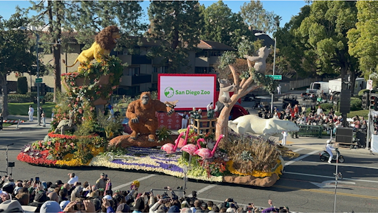 San Diego Zoo's "It Began With a Roar" Float Triumphs with Sweepstakes Award at 135th Rose Parade in Pasadena