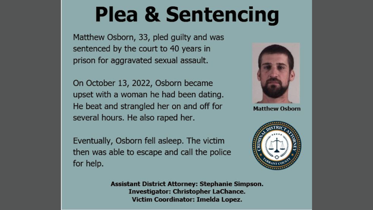 Tarrant County DA Hails Arlington Police for Role in Recent Sentencing After Plea Deal