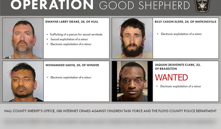Three Arrested, One Sought After Hall County Undercover Child Sex Sting in Georgia