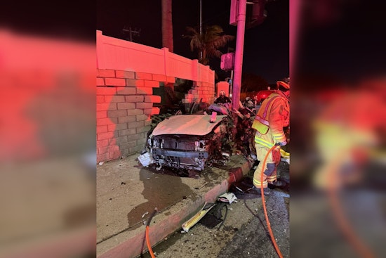 Two Trapped After Speeding Vehicle Strikes Light Pole in Huntington Beach Crash