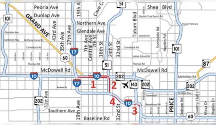 Weekend Traffic Alert, I-10 Closures in Phoenix for Maintenance and Improvement Projects