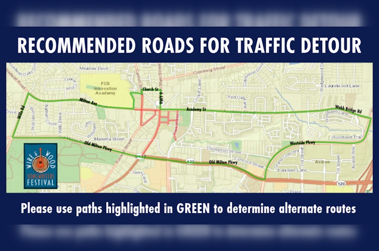 Alpharetta's Wire and Wood Music Festival Prompts Downtown Road Closures, Commuters Advised to Plan Ahead