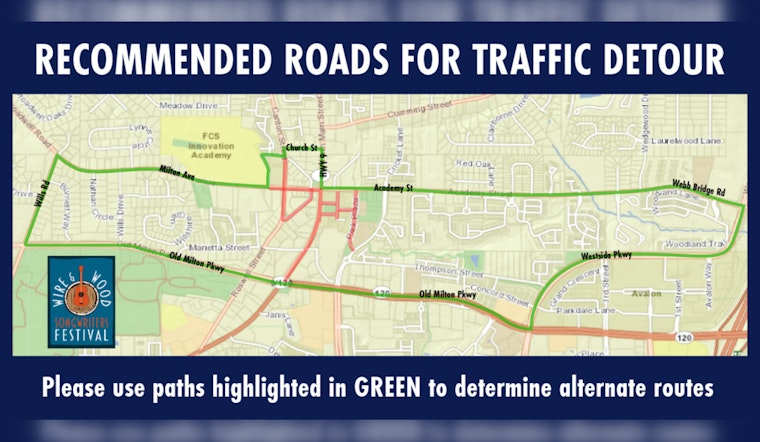 Alpharetta's Wire and Wood Music Festival Prompts Downtown Road Closures, Commuters Advised to Plan Ahead