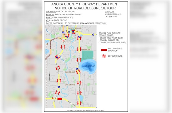Anoka County Alert: Viking Boulevard Bridge Over Rum River Closure Scheduled for Infrastructure Upgrade