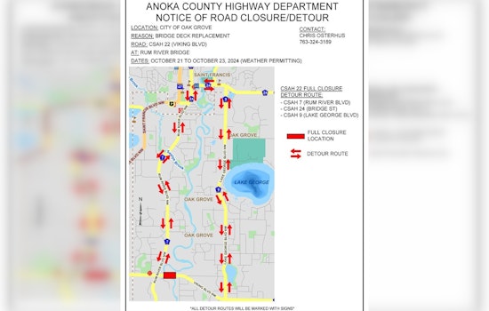 Anoka County Alert: Viking Boulevard Bridge Over Rum River Closure Scheduled for Infrastructure Upgrade