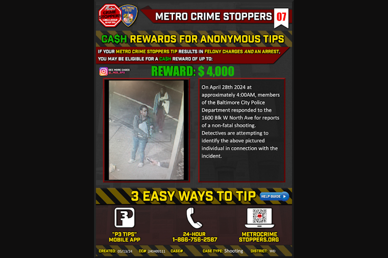 Baltimore Police Seek Public's Help to Identify Suspect in North Avenue Armed Robbery and Assault