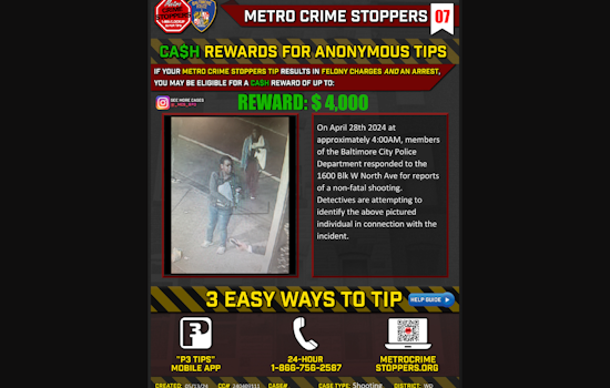 Baltimore Police Seek Public's Help to Identify Suspect in North Avenue Armed Robbery and Assault