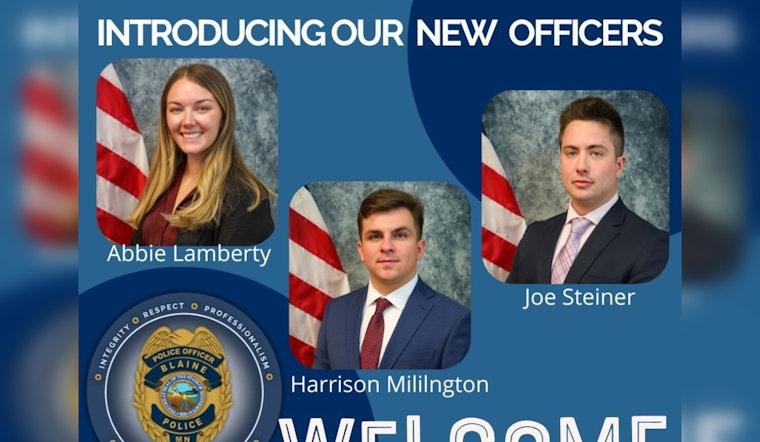 Blaine Police Department Welcomes Three New Officers to Strengthen Local Law Enforcement