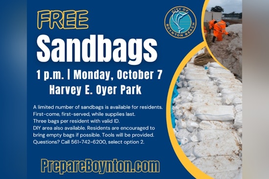 Boynton Beach Offers Sandbags to Residents for Flood Prevention, Distribution Today at Oyer Jr. Park