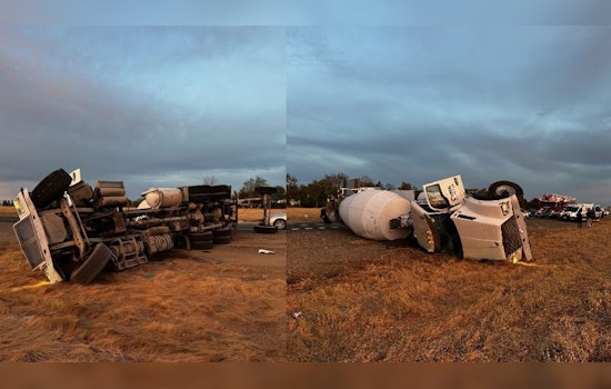 Cement Truck Overturns on Highway 65 in Rocklin While Swerving to Avoid Pedestrian