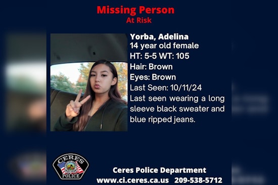 Ceres Police Seek Public's Assistance in Locating Missing 14-Year-Old Adelina Yorba