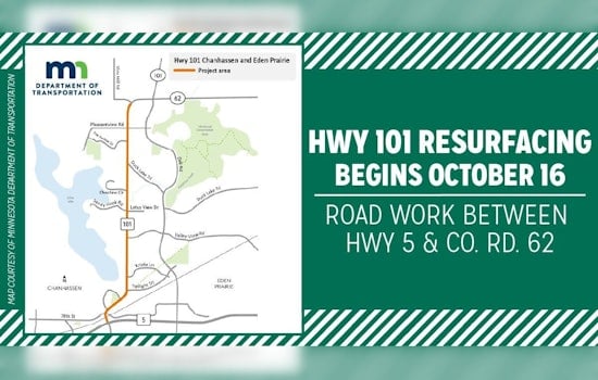 Chanhassen and Eden Prairie Drivers Alert, Major Delays Ahead as Hwy 101 Resurfacing Begins Oct. 16
