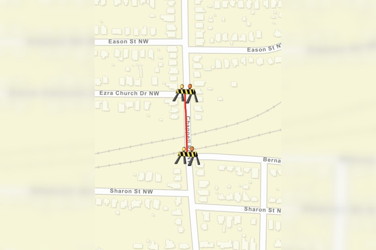 Chappell Street NW in Atlanta Closed Today for Rail Repairs Until Project Completion