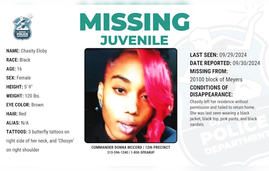 Community Alert: Detroit Police Seek Help to Find Missing 16-Year-Old Chasity Eloby