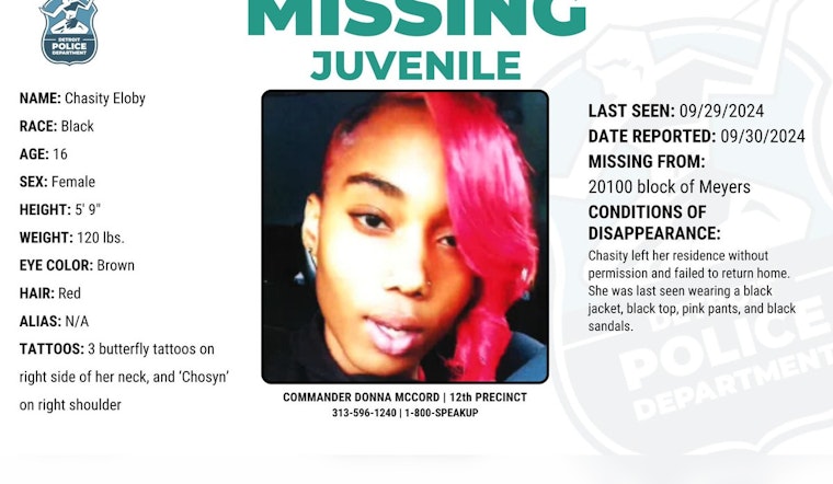 Community Alert: Detroit Police Seek Help to Find Missing 16-Year-Old Chasity Eloby