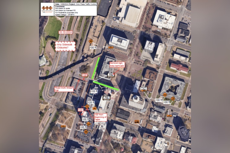 Construction Resumes at Memphis Civic Center Plaza, Commuters to Face Traffic Disruptions Starting Monday