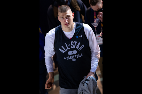 Denver Sports Icons Unite, Nikola Jokic Presents Nathan MacKinnon with Hart Trophy at Ball Arena