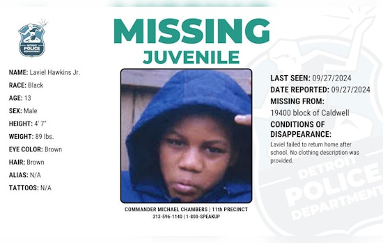 Detroit Community and Authorities Seek Help to Find Missing 13-Year-Old Laviel Hawkins Jr.
