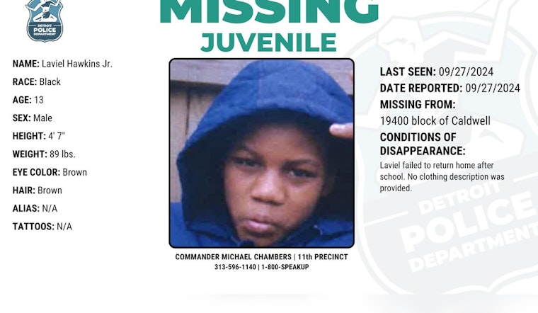 Detroit Community and Authorities Seek Help to Find Missing 13-Year-Old Laviel Hawkins Jr.